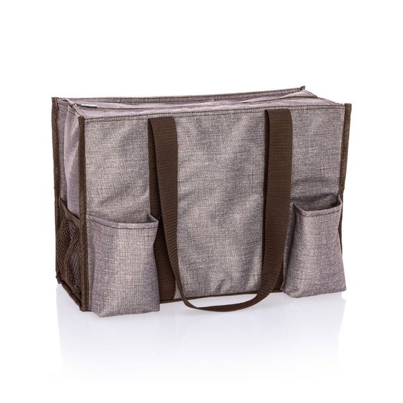 thirty-one Handbags - Zip Top Organizing Utility Top -Mocha Crosshatch